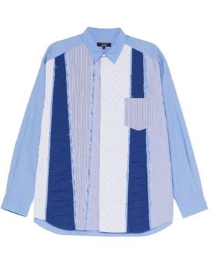 Comme des Garçons Patchwork Frayed-Edge Shirt - Blue
