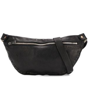 Guidi Cracked-Effect Belt Bag - Black