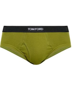 Tom Ford Logo-Waistband Briefs - Green