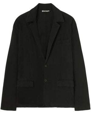 Palm Angels Blazer En Coton À Simple Boutonnage - Noir