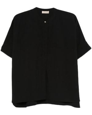 Blanca Vita Button-Fastening Short-Sleeve Shirt - Black