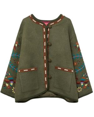 TAIEUR Embroidered Birds Jacket - Green
