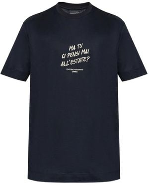 Emporio Armani Embroidered-graphic T-shirt - Blau