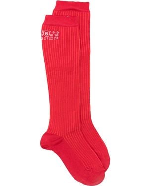 MM6 by Maison Martin Margiela Gerippte Socken Mit Logo - Rot