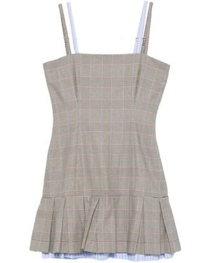 Charles Jeffrey Pleated Check-Pattern Mini Dress - Grey