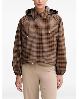 Barbour Chaqueta con capucha y cuadros - Marrón