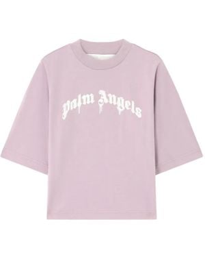 Palm Angels Curved Logo Boxy T-Shirt - Pink