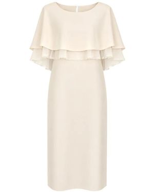 Alberta Ferretti Cape-Overlay Midi Dress - White