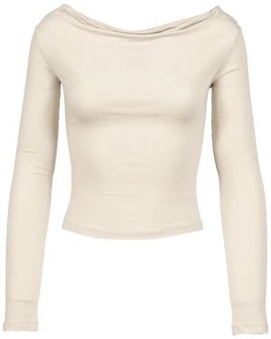 BOHEMSEO Draped Long-Sleeve Top - White
