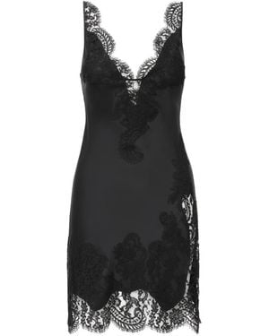 Il Volo Cara Lace-Trimmed Slip Mini Dress - Black