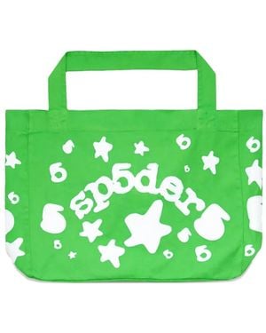 Sp5der Star-Print Tote Bag - Green