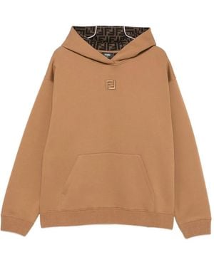 Fendi Ff-embroidered Hoodie - ナチュラル