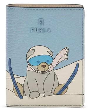 Furla Small Camelia Skiing-Bear Leather Wallet - Blue