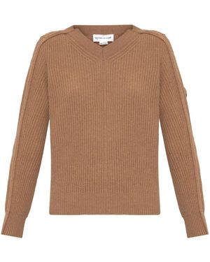 Victoria Beckham V-Neck Knitwear - Brown