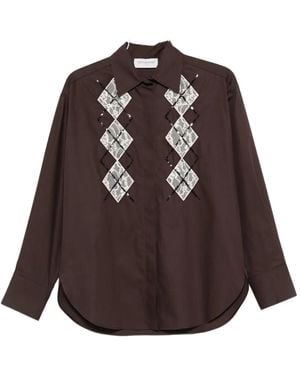 ERMANNO FIRENZE Sequin-Embellished Shirt - Brown