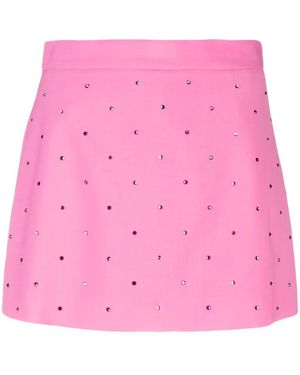 MSGM High-Waist Studded Skirt-Shorts - Pink
