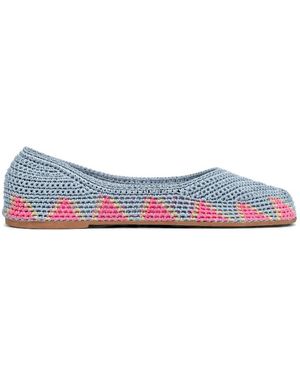 SLO_HAND_MADE Crochet Geometric-Pattern Ballet Flats - White