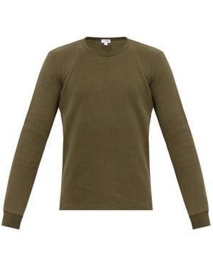 MM6 by Maison Margiela Waffle-Knit Long-Sleeved Top - Green