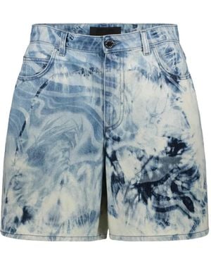 Alberta Ferretti Marble-Effect Denim Shorts - Blue