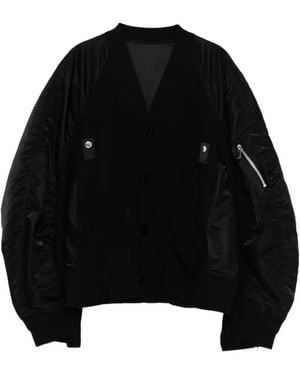 Sacai Panelled Cardigan - Black