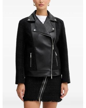 KARL LAGERFELD Zipped Logo-Plaque Jacket - Black