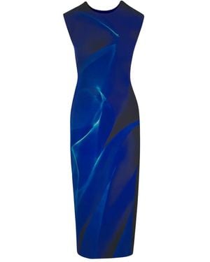 Akris Vestido Midi Estampado - Azul