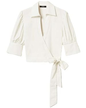 Twinset Puffed-Sleeve Wrap-Around Blouse - White