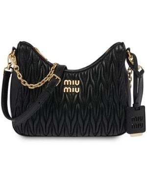 Miu Miu Bolso de hombro de matelassé - Negro