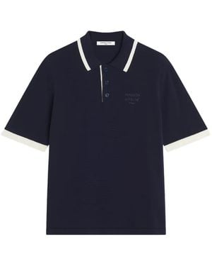 Maison Kitsuné Ribbed-Trim Polo Shirt - Blue
