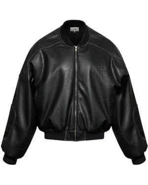 MM6 by Maison Margiela Veste En Cuir Artificiel À Bords Nervurés - Black