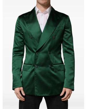 Dolce & Gabbana Double-Breasted Satin Blazer - Green