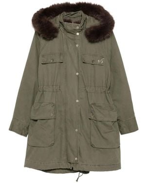 Liu Jo Faux-Fur Trim Drawstring Coat - Green