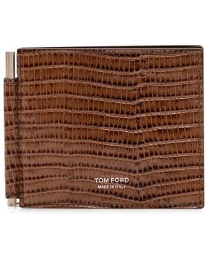 Tom Ford Lizard-Effect Leather Wallet - Brown