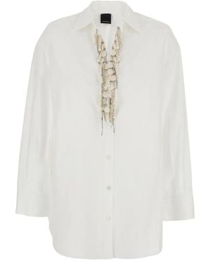 Pinko Pearl-Embellished Poplin Shirt - White