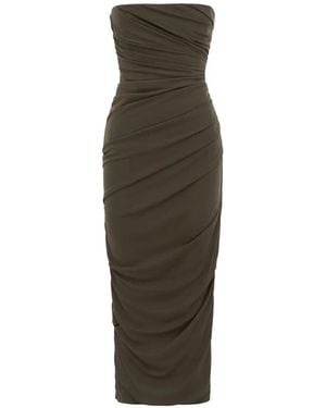 Alex Perry Ruched Strapless Dress - Green