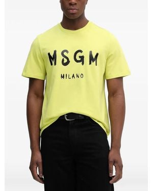 MSGM Logo-Detail T-Shirt - Yellow