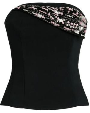 Genny Embellished Strapless Top - Black