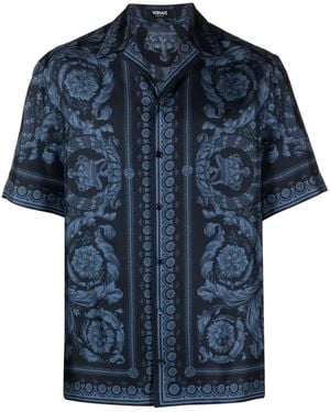 Versace Camicia A Maniche Corte - Blu