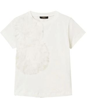 Twinset Regular Fit T-Shirt With Tulle Flowers - White