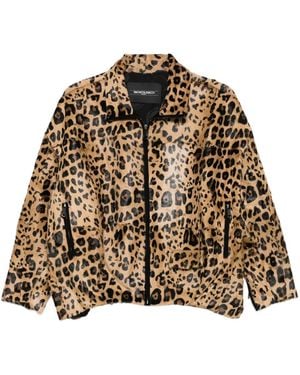 Simonetta Ravizza Leopard Print Zip-Front Jacket - Brown