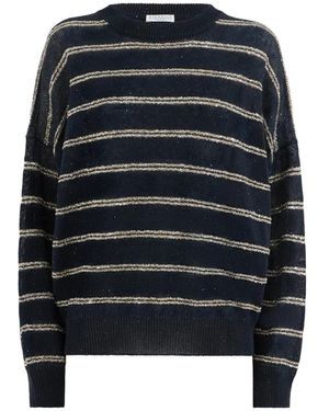 Brunello Cucinelli Jersey Dazzling De Lino Y Algodón Con Doble Raya - Azul