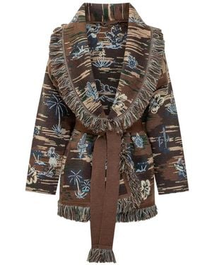 Alanui Tex-Hawaii Fringed-Trim Cardigan - Brown