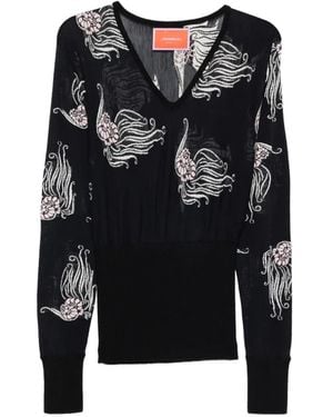 La DoubleJ Jersey con estampado floral - Negro