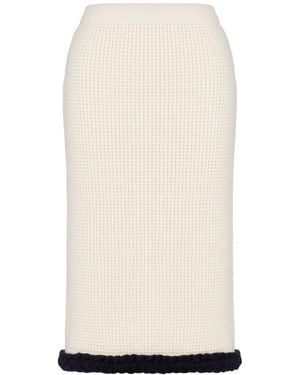 Moschino Waffle Knit Virgin Wool Skirt - Natural