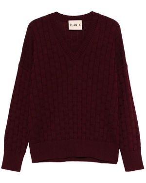 Plan C Jersey Con Cuello En V - Morado