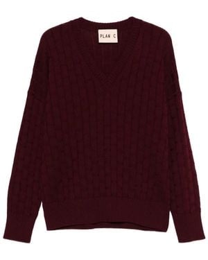 Plan C Maglione Con Scollo A V - Viola