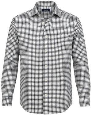Deperlu Check-Print Long-Sleeve Shirt - Grey