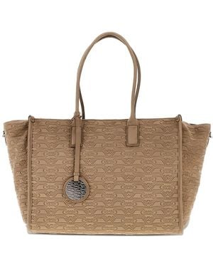 Emporio Armani Embossed-Logo Tote Bag - Natural
