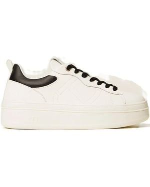 Twinset Leather Platform Sneakers - Natural