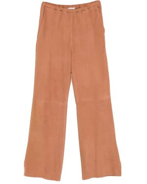 forte_forte Split-Cuff Leather Trousers - White